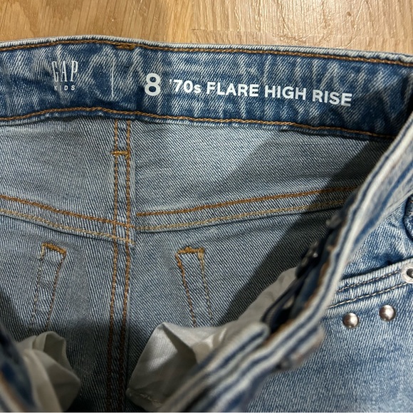 Gap 70’s Flare High Rise Bootcut Sequin Blue Silver Jeans Size 8 - Picture 5 of 5